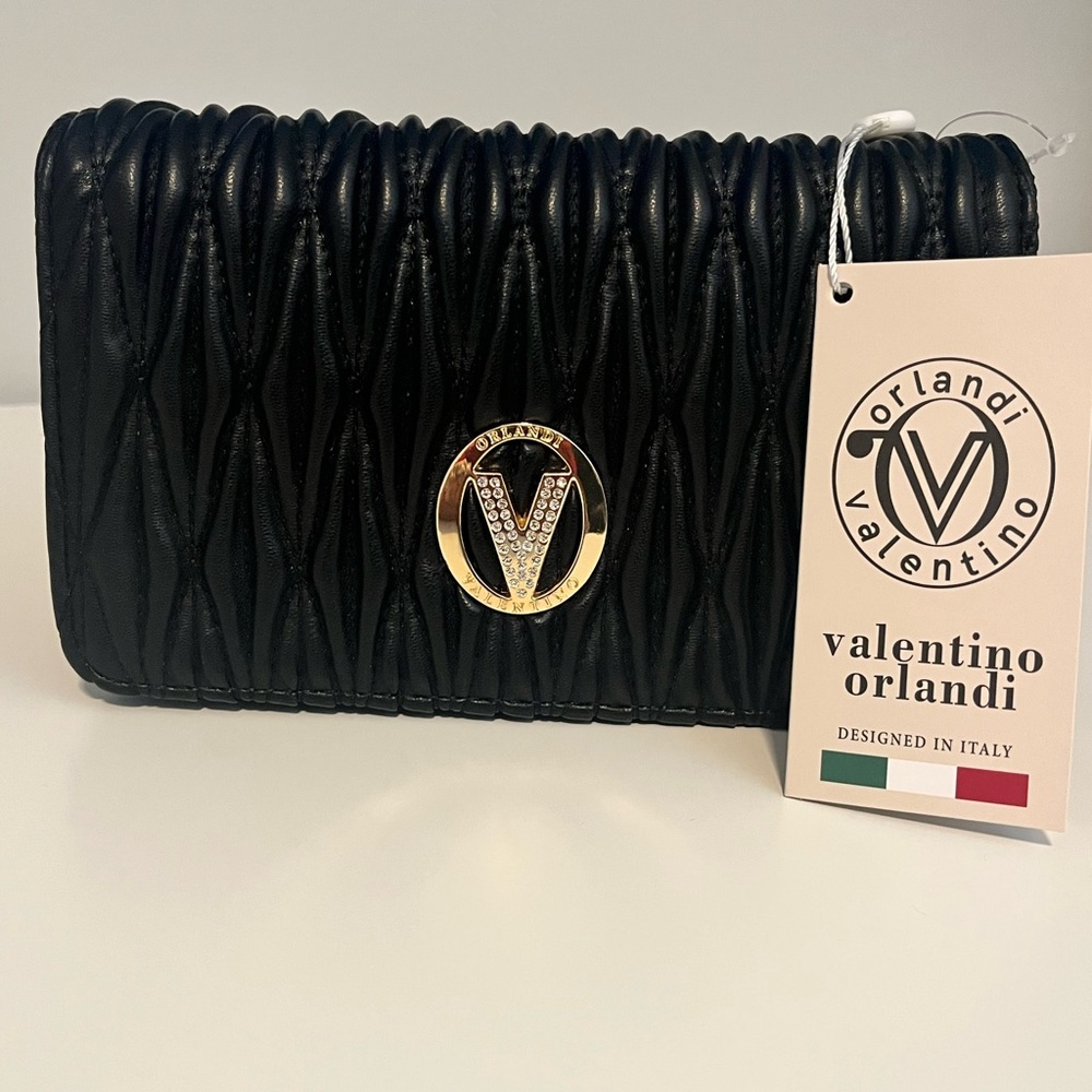 Valentino Orlandi Black Quilted Wallet